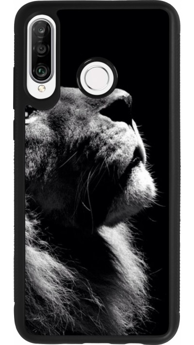 Huawei P30 Lite Case Hülle - Silikon schwarz Lion looking up