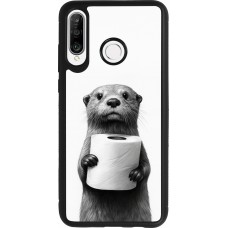 Coque Huawei P30 Lite - Silicone rigide noir Loutre papier de toilette