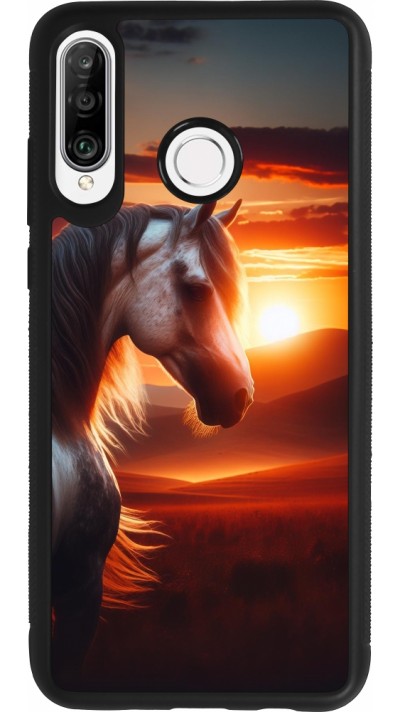 Coque Huawei P30 Lite - Silicone rigide noir Majestic Sunset Horse