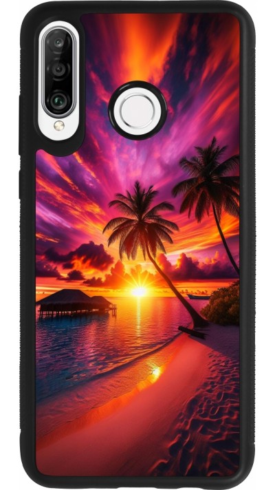 Coque Huawei P30 Lite - Silicone rigide noir Maldives Dusk Bliss