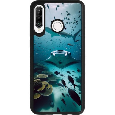 Coque Huawei P30 Lite - Silicone rigide noir Manta Lagon Nettoyage
