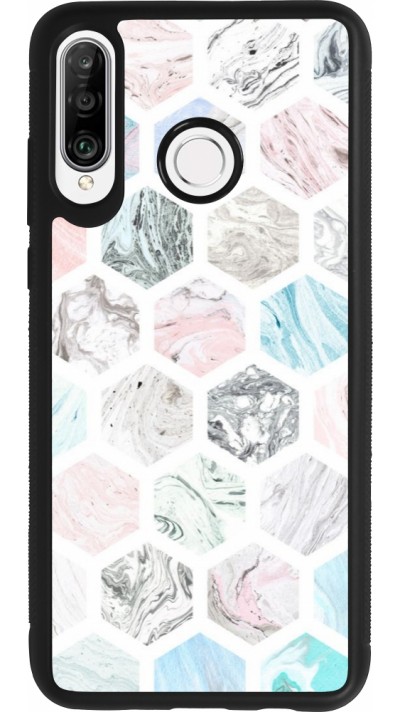 Huawei P30 Lite Case Hülle - Silikon schwarz Marble Everything