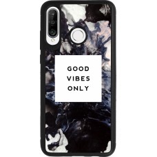 Huawei P30 Lite Case Hülle - Silikon schwarz Marble Good Vibes Only