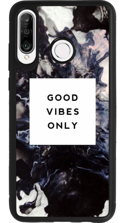 Huawei P30 Lite Case Hülle - Silikon schwarz Marble Good Vibes Only