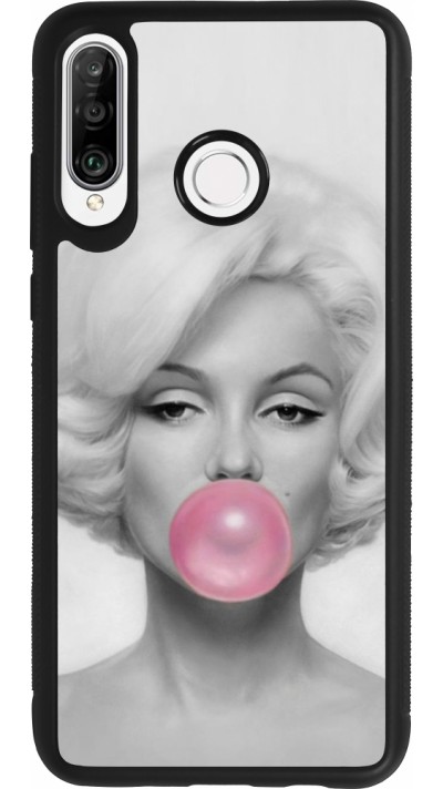 Huawei P30 Lite Case Hülle - Silikon schwarz Marilyn Bubble