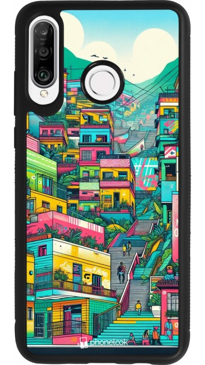 Huawei P30 Lite Case Hülle - Silikon schwarz Medellin Comuna 13 Kunst