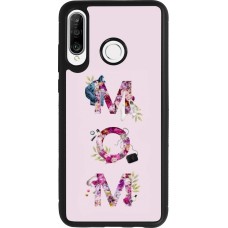 Coque Huawei P30 Lite - Silicone rigide noir Mom 2024 girly mom