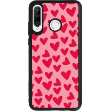 Coque Huawei P30 Lite - Silicone rigide noir Mom 2024 petits coeurs
