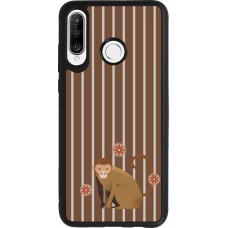 Coque Huawei P30 Lite - Silicone rigide noir Monkey with stripes