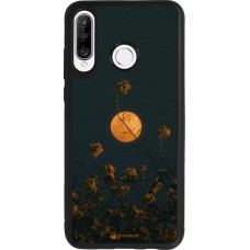 Coque Huawei P30 Lite - Silicone rigide noir Moon Flowers