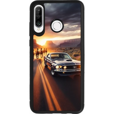 Huawei P30 Lite Case Hülle - Silikon schwarz Mustang 69 Grand Canyon