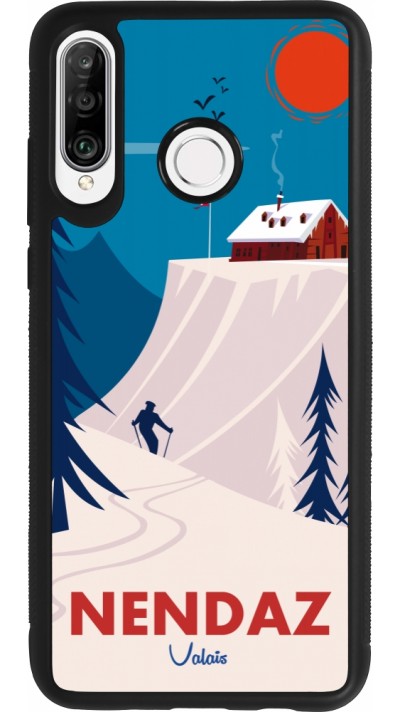 Coque Huawei P30 Lite - Silicone rigide noir Nendaz Cabane Ski