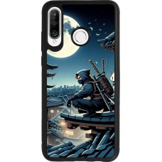 Coque Huawei P30 Lite - Silicone rigide noir Ninja sous la lune