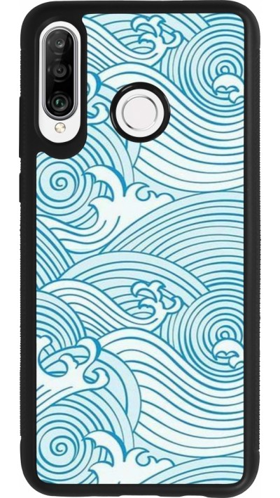 Coque Huawei P30 Lite - Silicone rigide noir Ocean Waves