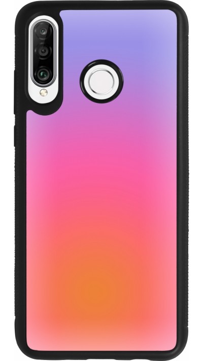 Coque Huawei P30 Lite - Silicone rigide noir Orange Pink Blue Gradient