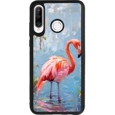 Huawei P30 Lite Case Hülle - Silikon schwarz Paint Flamingo
