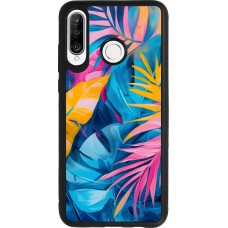 Coque Huawei P30 Lite - Silicone rigide noir Palms Blue