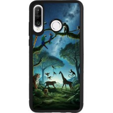 Coque Huawei P30 Lite - Silicone rigide noir Paradis des animaux exotiques