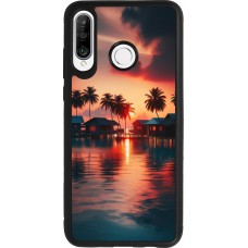 Coque Huawei P30 Lite - Silicone rigide noir Paradis Maldives
