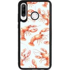 Huawei P30 Lite Case Hülle - Silikon schwarz Muster von pastellfarbenen Hummern