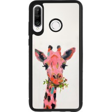 Coque Huawei P30 Lite - Silicone rigide noir Pink Girafe Paint