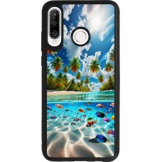 Coque Huawei P30 Lite - Silicone rigide noir Plage Paradis