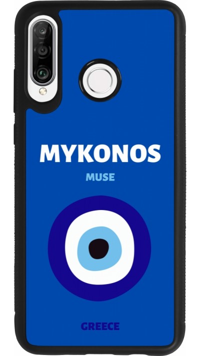 Coque Huawei P30 Lite - Silicone rigide noir Pop Summer Destination Mykonos