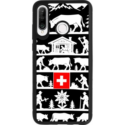 Coque Huawei P30 Lite - Silicone rigide noir Poya Suisse 1 noir
