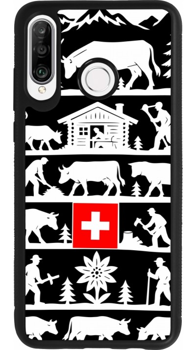 Coque Huawei P30 Lite - Silicone rigide noir Poya Suisse 1 noir