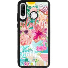 Coque Huawei P30 Lite - Silicone rigide noir Preppy Collage Aloha