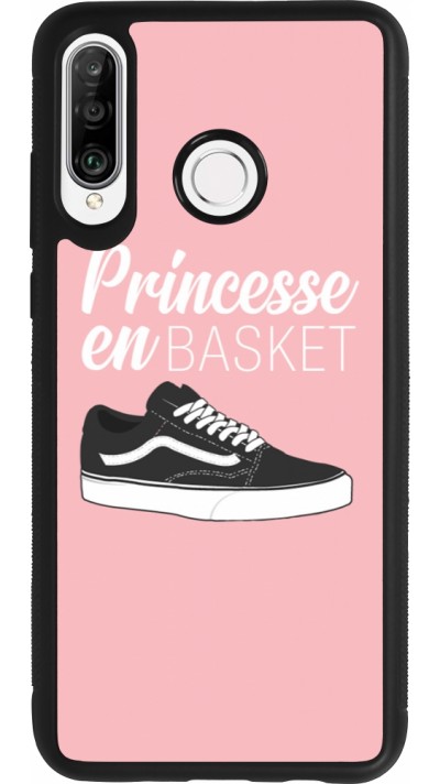 Coque Huawei P30 Lite - Silicone rigide noir princesse en basket