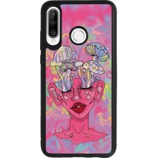 Coque Huawei P30 Lite - Silicone rigide noir Psychedelic pink mushroom