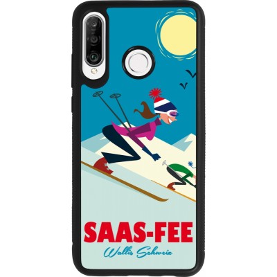 Coque Huawei P30 Lite - Silicone rigide noir Saas-Fee Ski Downhill