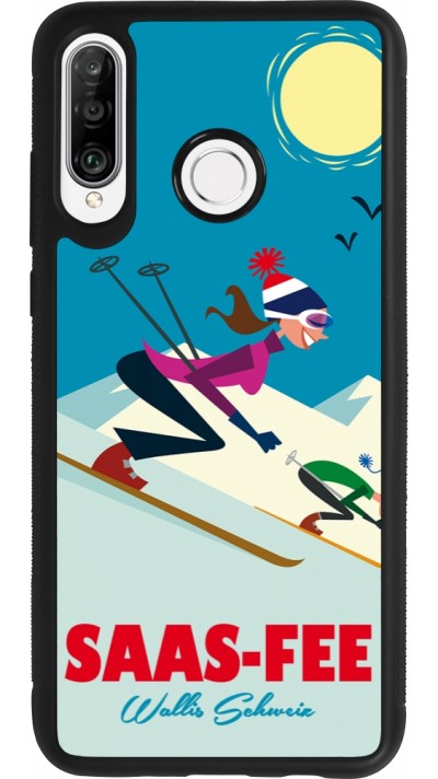 Coque Huawei P30 Lite - Silicone rigide noir Saas-Fee Ski Downhill