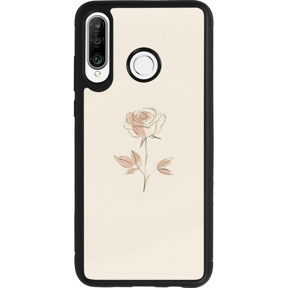 Coque Huawei P30 Lite - Silicone rigide noir Sable Rose Minimaliste