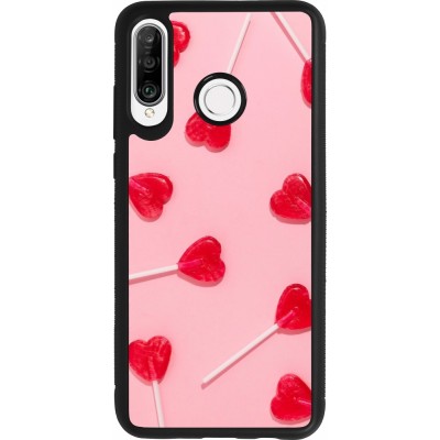 Coque Huawei P30 Lite - Silicone rigide noir Saint Valentines Day 26 Lollipop