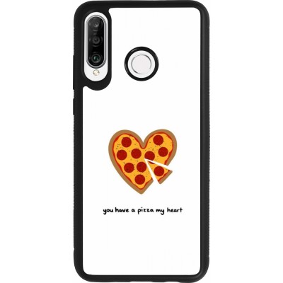 Coque Huawei P30 Lite - Silicone rigide noir Saint Valentines Day 26 You have my pizza heart