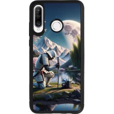 Coque Huawei P30 Lite - Silicone rigide noir Samurai Katana Lune