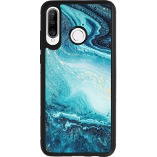 Huawei P30 Lite Case Hülle - Silikon schwarz Sea Foam Blue