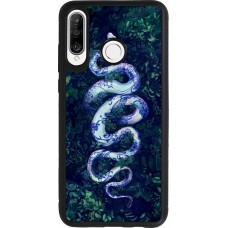 Coque Huawei P30 Lite - Silicone rigide noir Serpent Blue Anaconda