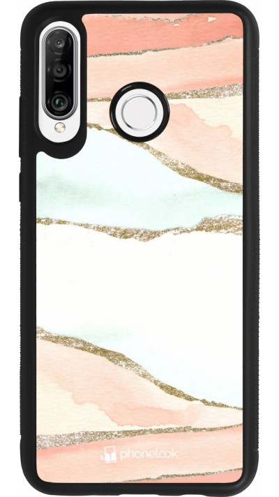 Coque Huawei P30 Lite - Silicone rigide noir Shimmering Orange