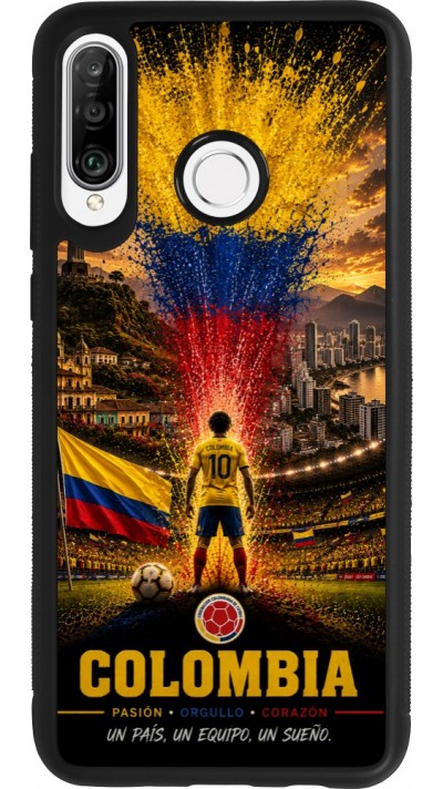 Huawei P30 Lite Case Hülle - Silikon schwarz Fussball Kolumbien splash 2026
