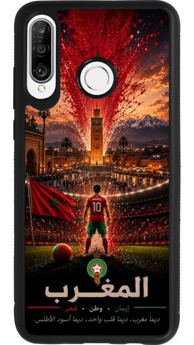 Huawei P30 Lite Case Hülle - Silikon schwarz Fussball Marokko splash 2026
