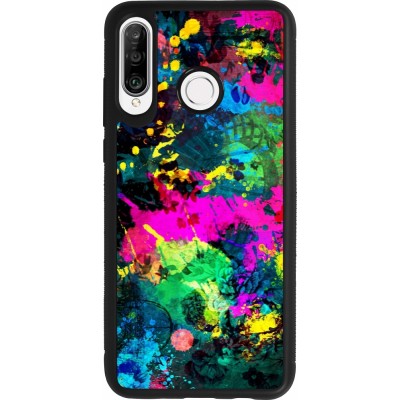 Huawei P30 Lite Case Hülle - Silikon schwarz Splash paint