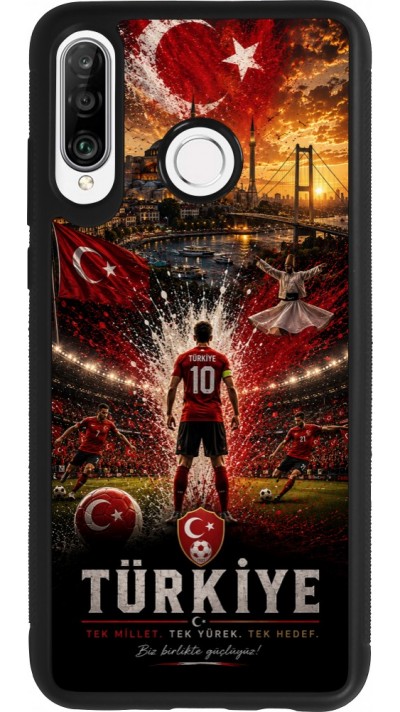 Huawei P30 Lite Case Hülle - Silikon schwarz Fussball Türkei splash 2026