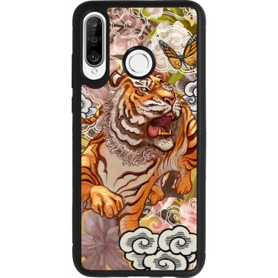 Huawei P30 Lite Case Hülle - Silikon schwarz Spring 23 japanese tiger