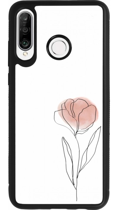Coque Huawei P30 Lite - Silicone rigide noir Spring 23 minimalist flower