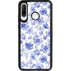 Coque Huawei P30 Lite - Silicone rigide noir Spring 23 watercolor blue flowers