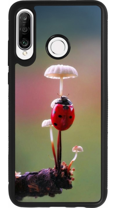 Coque Huawei P30 Lite - Silicone rigide noir Ladybird on a mushroom Spring 2026