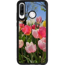 Coque Huawei P30 Lite - Silicone rigide noir Tulips Spring 2026